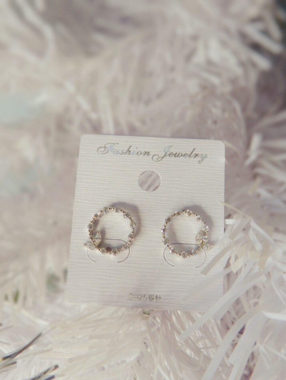 Fashion Jewelry Gold-Tone Crystal Circle Earrings